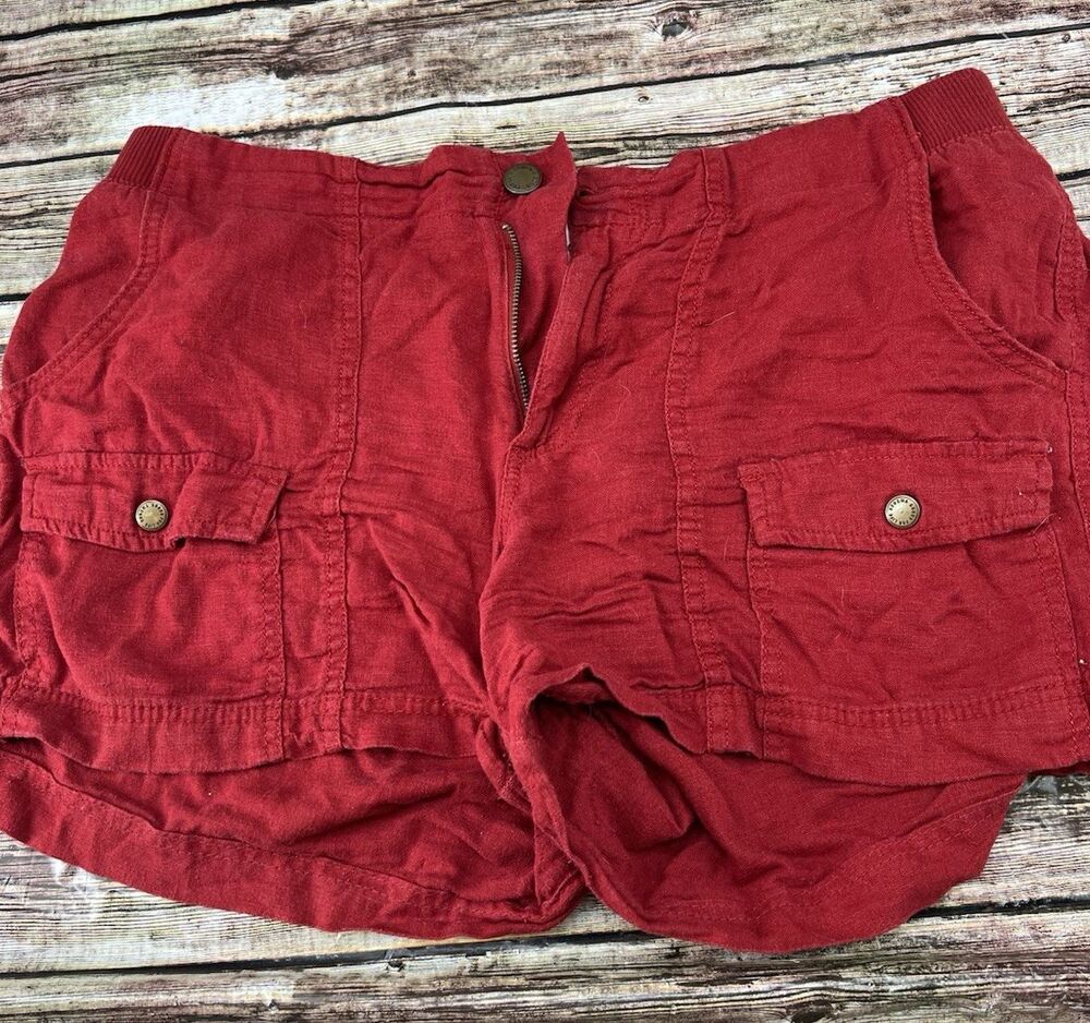 Sonoma Red Cargo Shorts Women's Size 14 Red 100% Cotton Extra Pockets